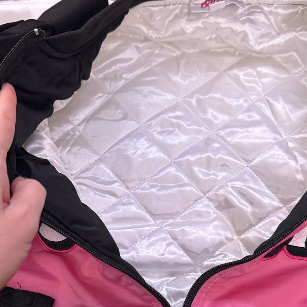 Pacsun x Barbie Black White Pink Quilted Racer Motorcycle Jacket - Picture 11 of 16